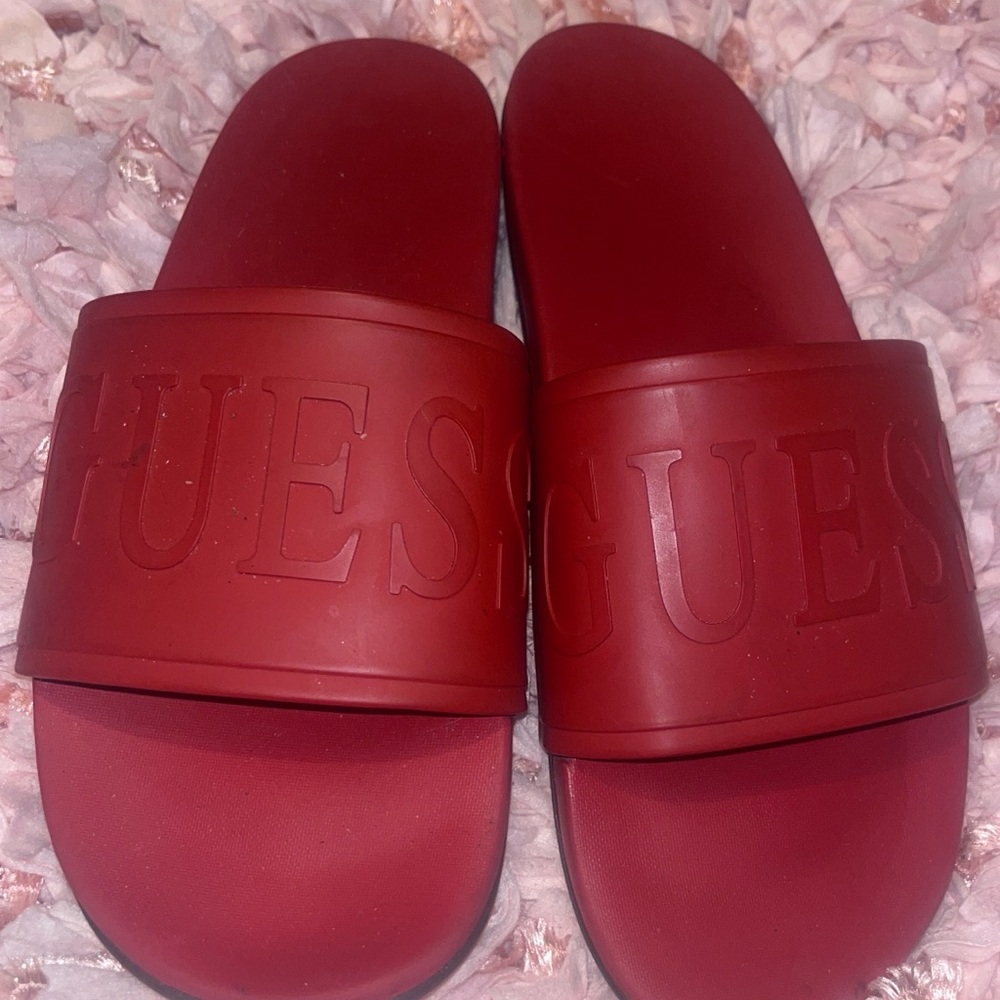 Guess Bold Red Slide Sandals